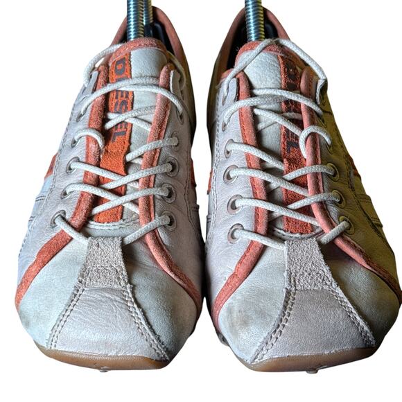 Diesel Rollie Low Top‎ Sneakers Women's US 6.5 Tan Orange Leather Rubber Sole - Picture 6 of 10